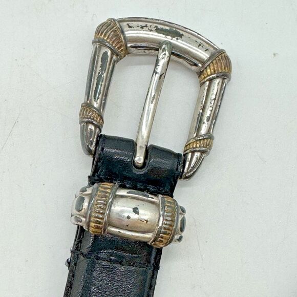 Vintage 90's Fossil Western Belt Women's M Black Genuine Leather cowgirlcore - Picture 4 of 14